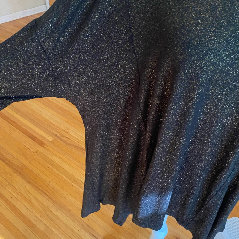 Sparkly Black brown  3/4 Sleeve flowy Top
